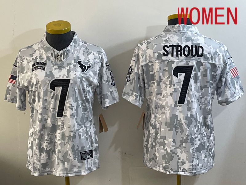 Women Houston Texans #7 Stroud Nike Arctic Camo 2024 Salute to Service Limited NFL Jersey style 1